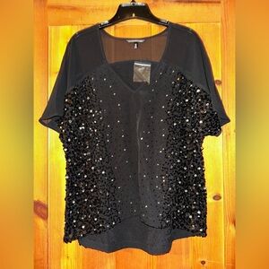 Victoria Secret Sequin Blouse Black Size Medium Never Worn still has part tag